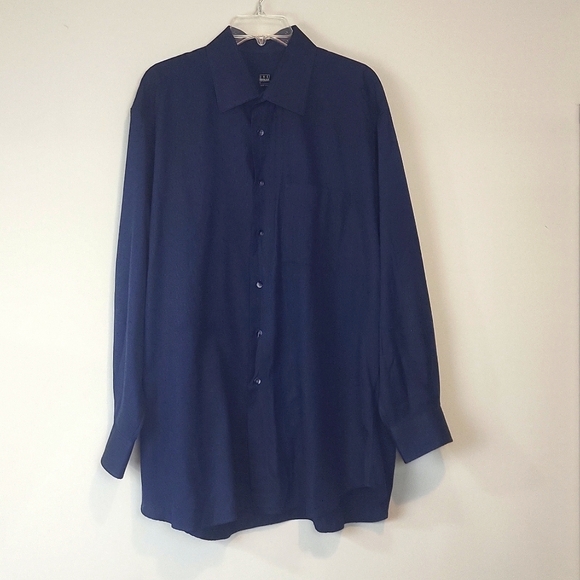 IKE BEHAR Blue 100% Soft Cotton Button Down Shirt - 17.5 neck - Picture 3 of 10